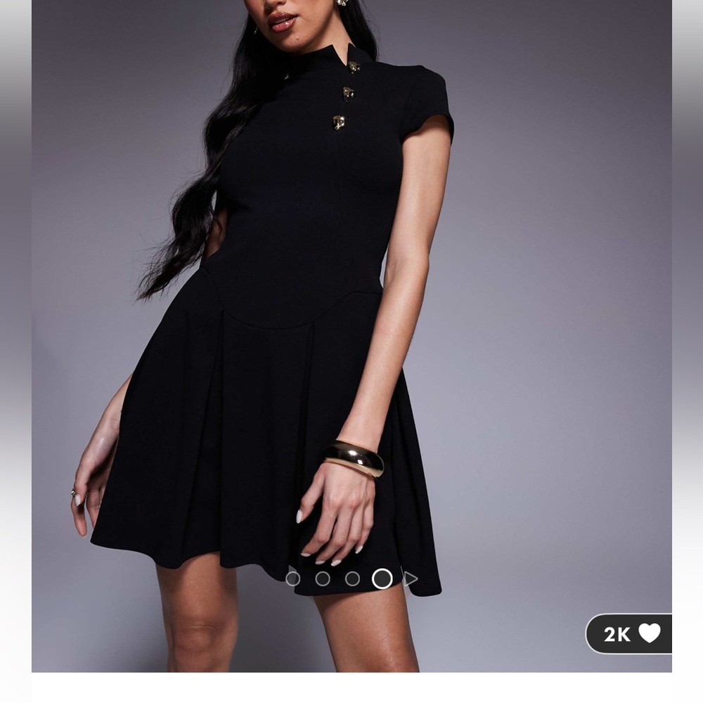 ASOS Black Button-Accent Mini Dress